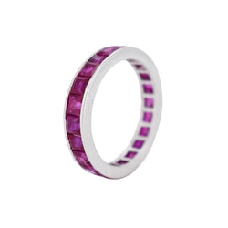 Bague Alliance en or blanc et rubis