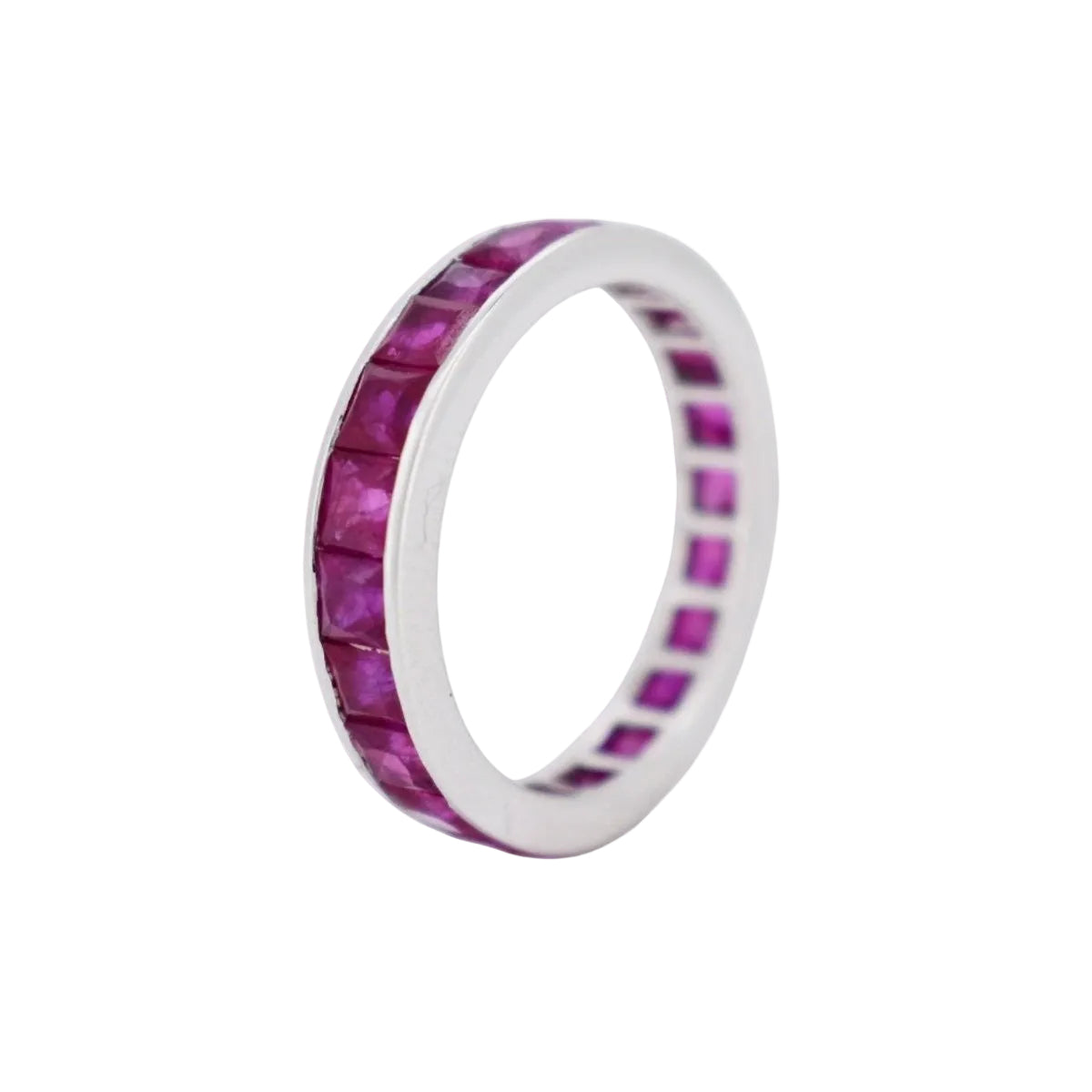 Bague Alliance en or blanc et rubis