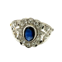 Bague Entourage en or blanc, or jaune, saphir et diamants