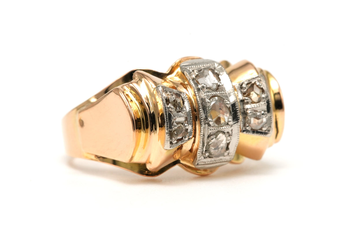 Bague Tank en or jaune et diamants