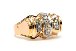 Bague Tank en or jaune et diamants