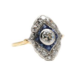Bague en or blanc, or jaune, saphir et diamants