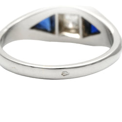 Bague Trilogie en or blanc, saphirs et diamant