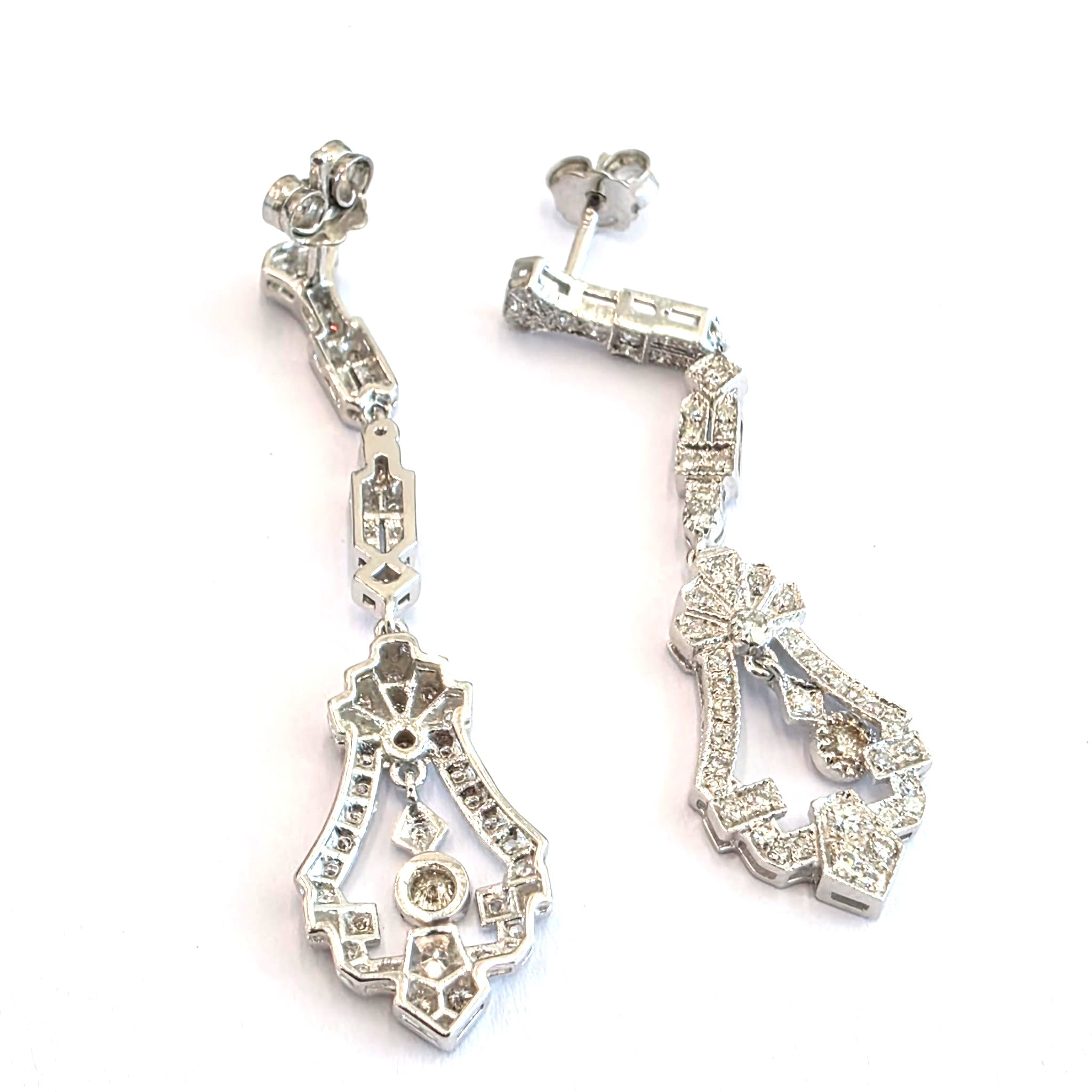 Boucles d'oreilles Pendantes en or blanc et diamants