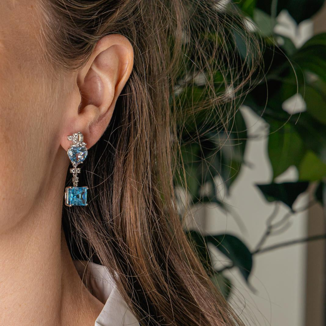 Boucles d'oreilles Or blanc Topaze