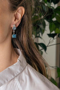 Boucles d'oreilles Or blanc Topaze