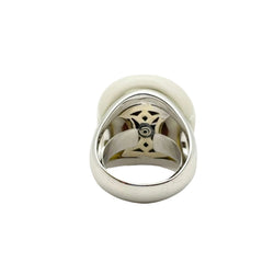 Bague Cocktail LUCIANO SOMENZI en or blanc, agate, corail et diamants