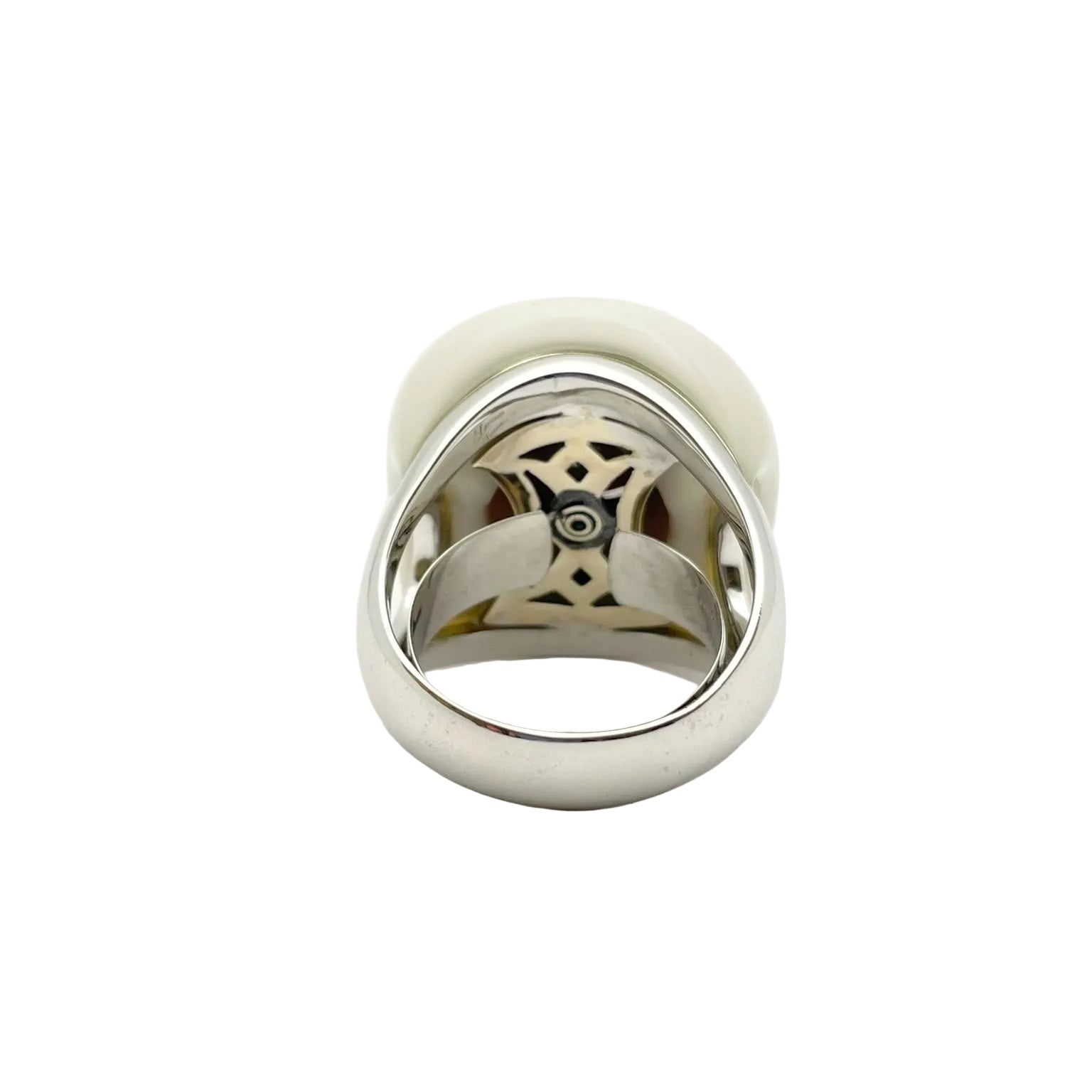 Bague Cocktail LUCIANO SOMENZI en or blanc, agate, corail et diamants