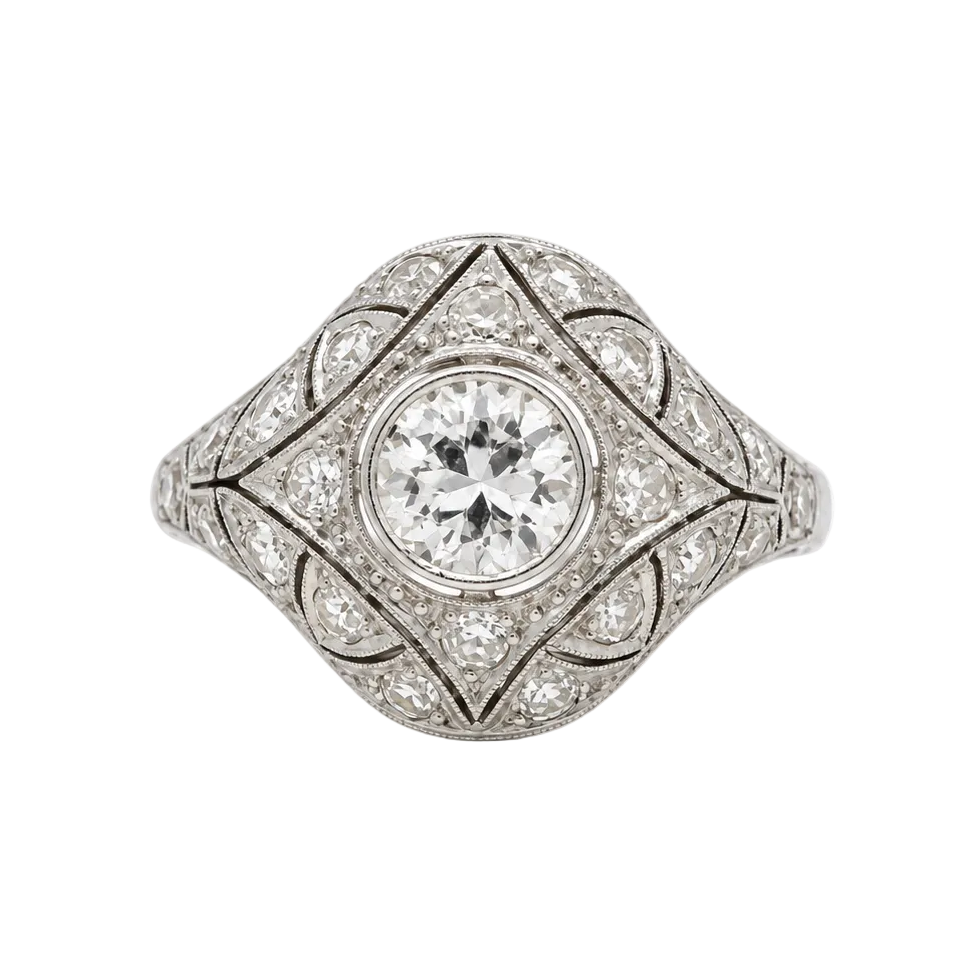 Bague Dôme en platine et diamants