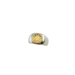 Bague Chevalière HERMÈS "Clou de selle" en argent et or jaune