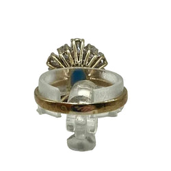 Bague Marquise en or jaune, saphir et diamants
