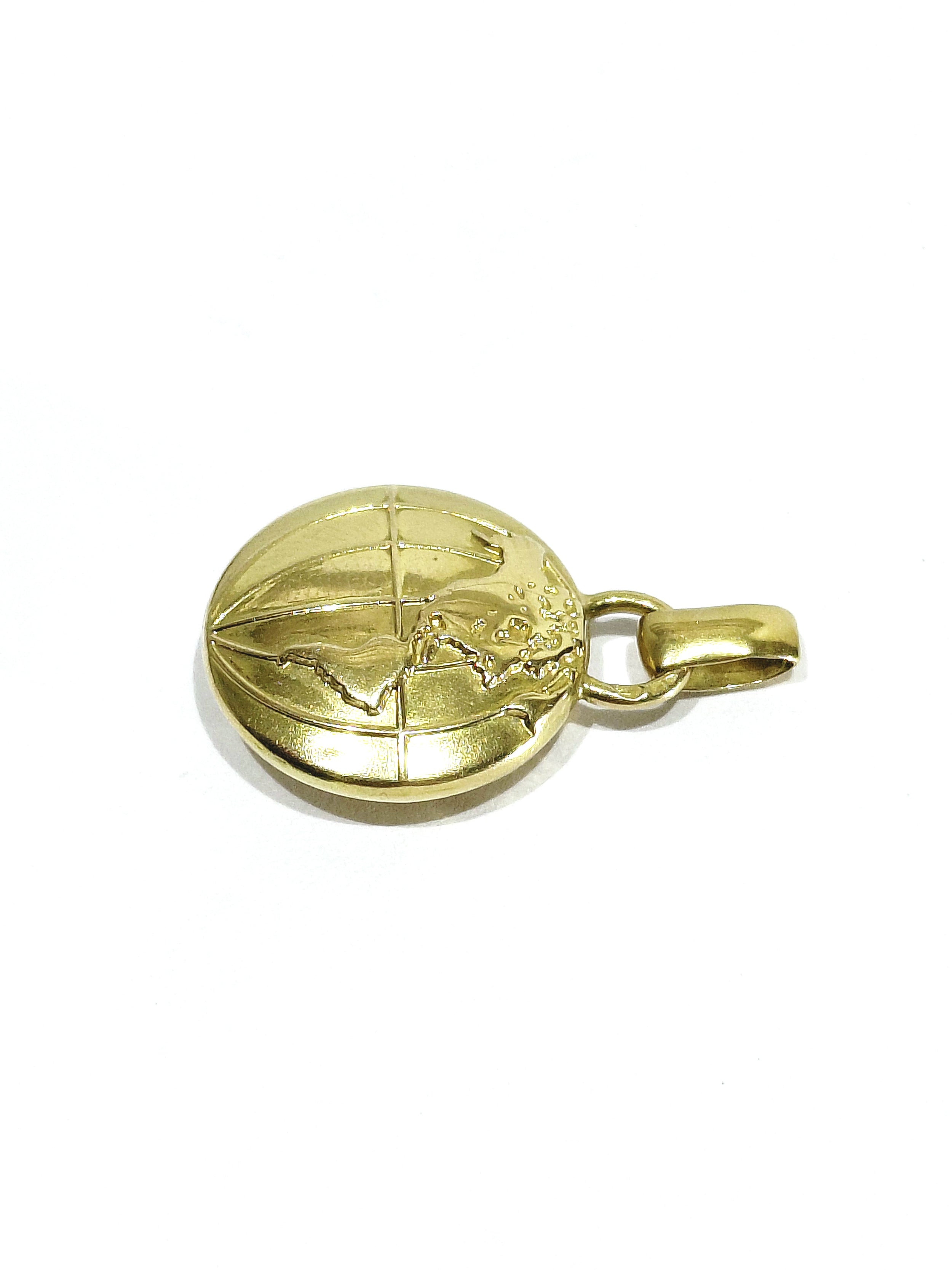 Pendentif Globe Terrestre en or jaune