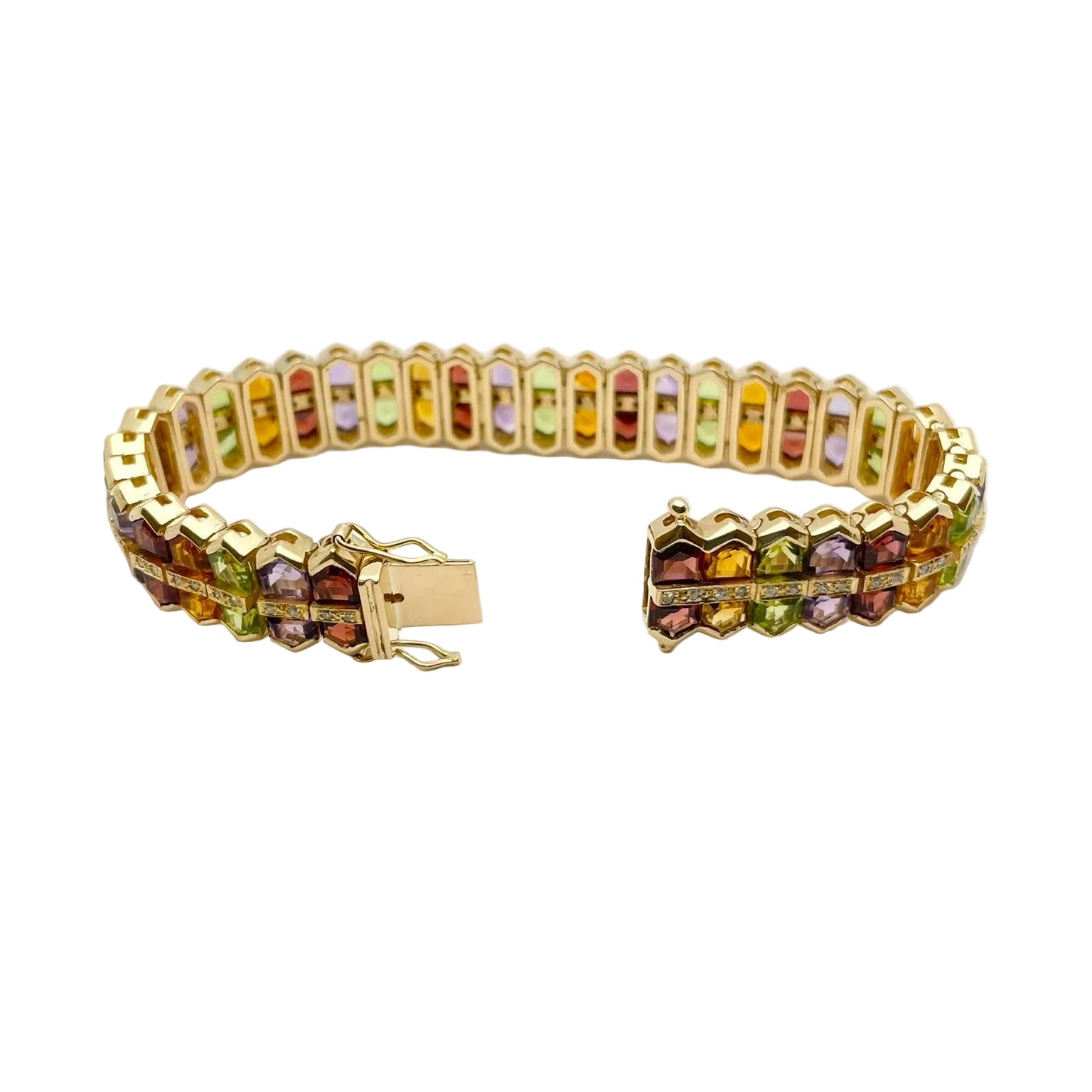 Bracelet GOUBLE' PARIS en or jaune, quartz, améthystes, tourmalines et diamants
