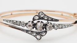 Bracelet Jonc en or rose, argent et diamants