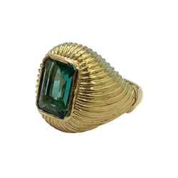Bague Dôme en or jaune et émeraude