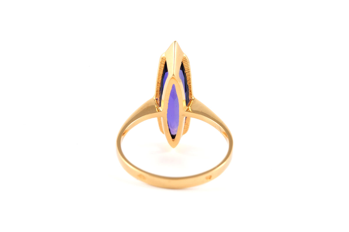 Bague Solitaire en or jaune et améthyste