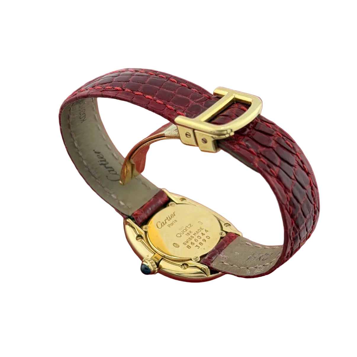 Montre CARTIER Baignoire en or jaune et cuir