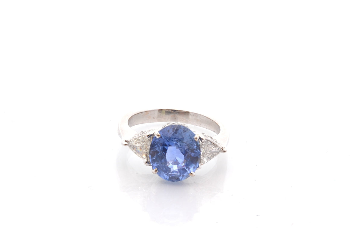 Bague Trilogie en or blanc, saphir et diamants