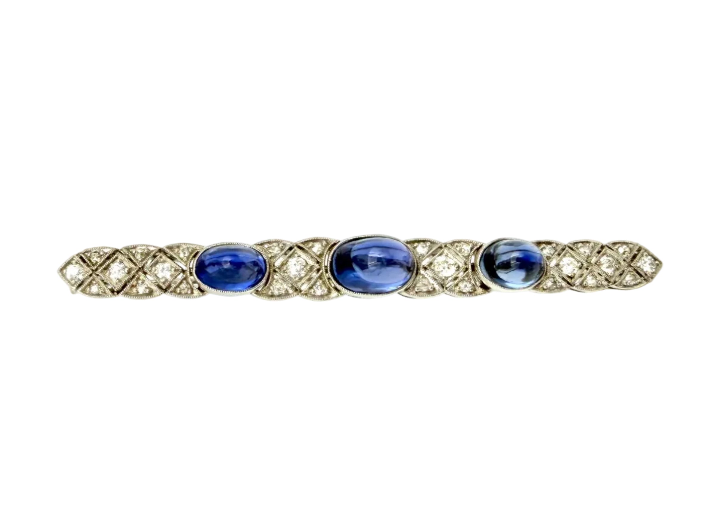 Broche Barrette en platine, saphirs et diamants