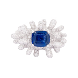 Bague Manalys en or blanc, diamants et saphir.