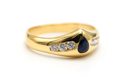 Bague Jonc en or jaune, saphir et diamants