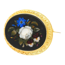 Broche Épingle en or jaune, jaspe, lapis-lazuli, nacre et opale