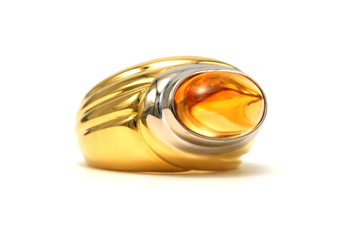 Bague Jonc en or blanc, or jaune et citrine