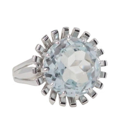 Bague Solitaire en or blanc et aigue-marine