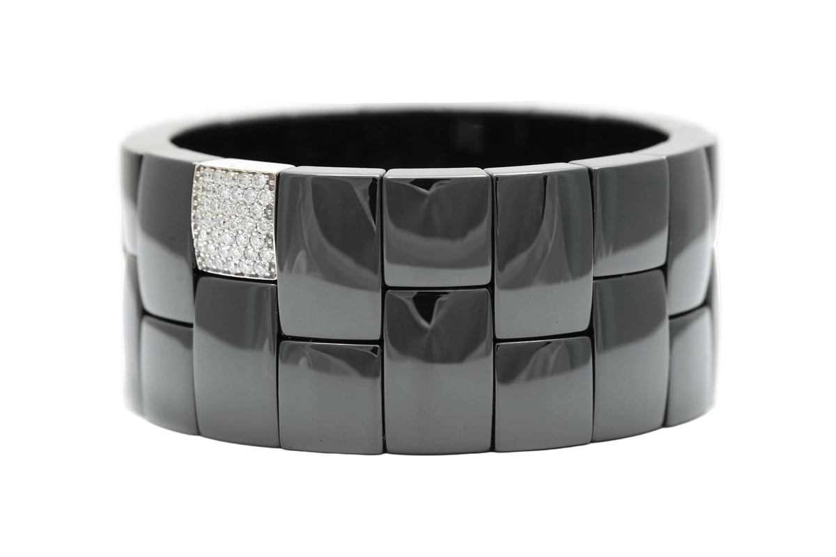 Bracelet Manchette en or blanc, céramique et diamants