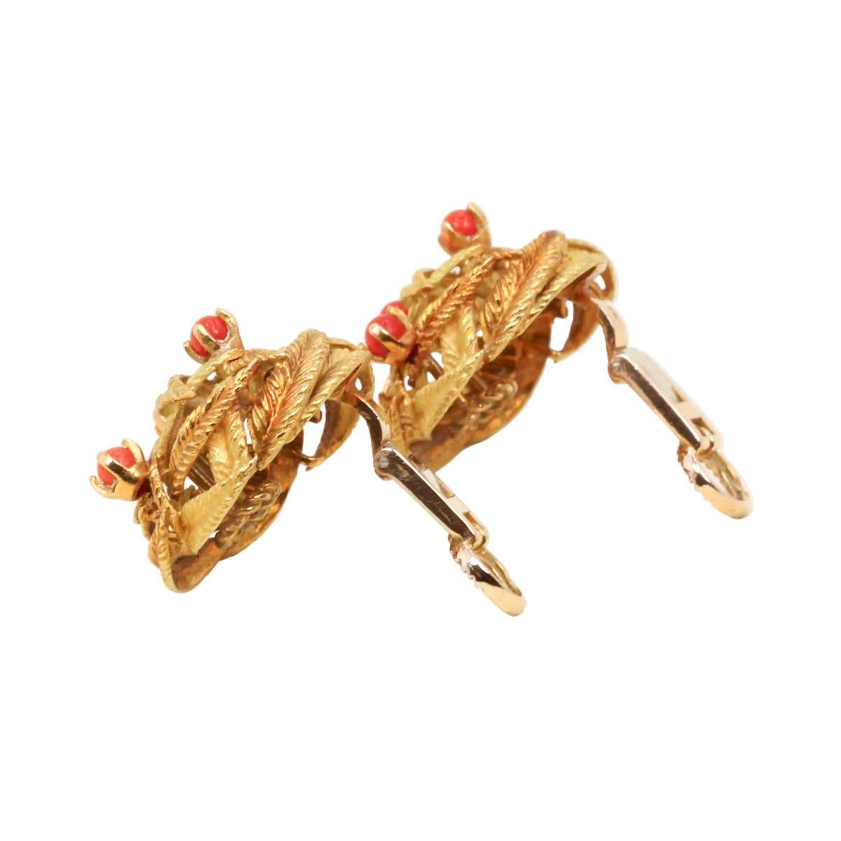 Boucles d'oreilles Clips en or jaune et corail