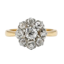 Bague Marguerite en or jaune, platine et diamants