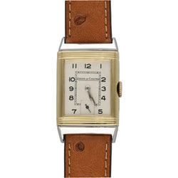 Montre JAEGER-LECOULTRE "Reverso" en or jaune, acier et cuir