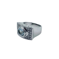 Bague Tank en or blanc, aigue-marine et diamants