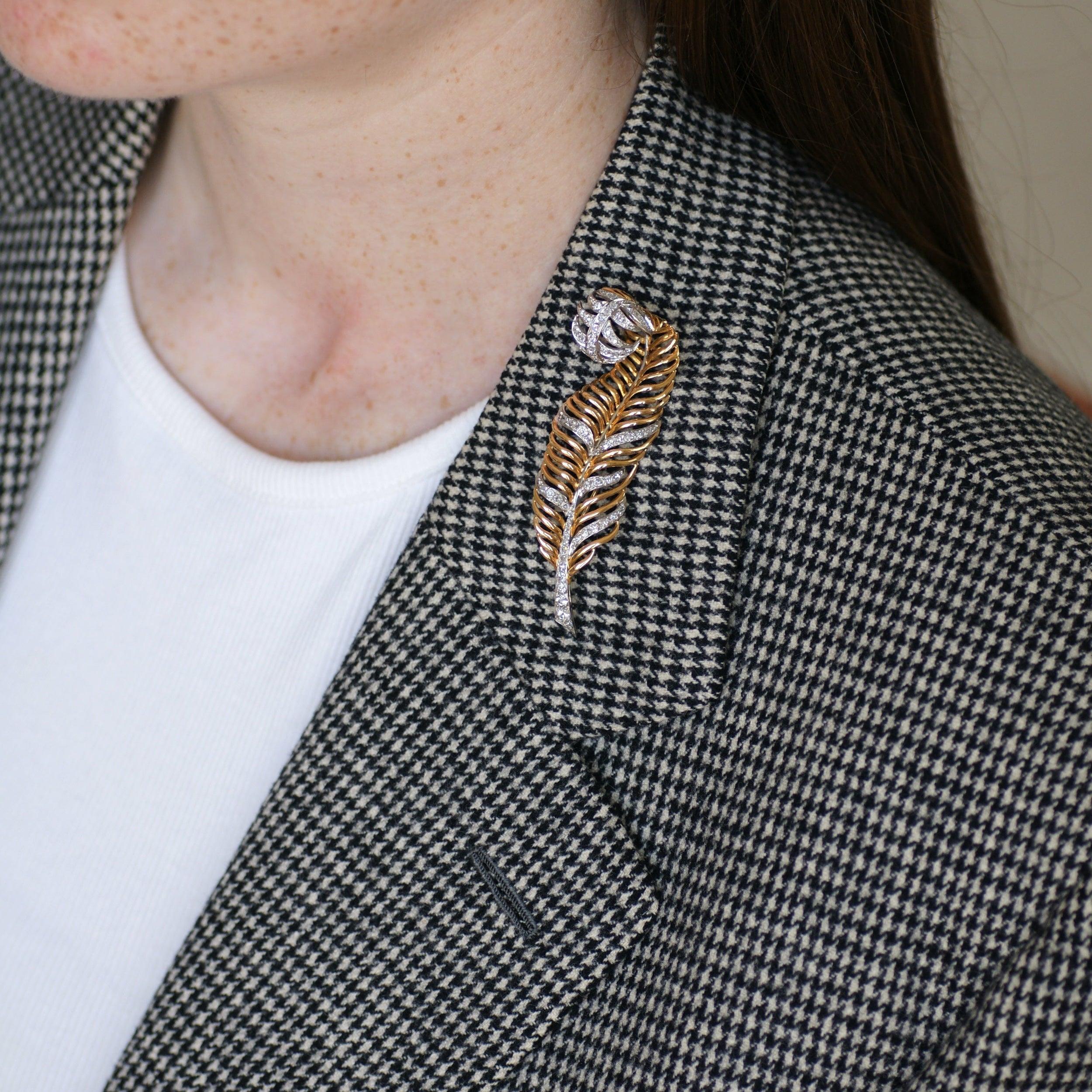 Broche Épingle en or rose, platine et diamants