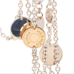 Collier Sautoir HERMÈS "Ex"Libris" en argent, or rose et argent