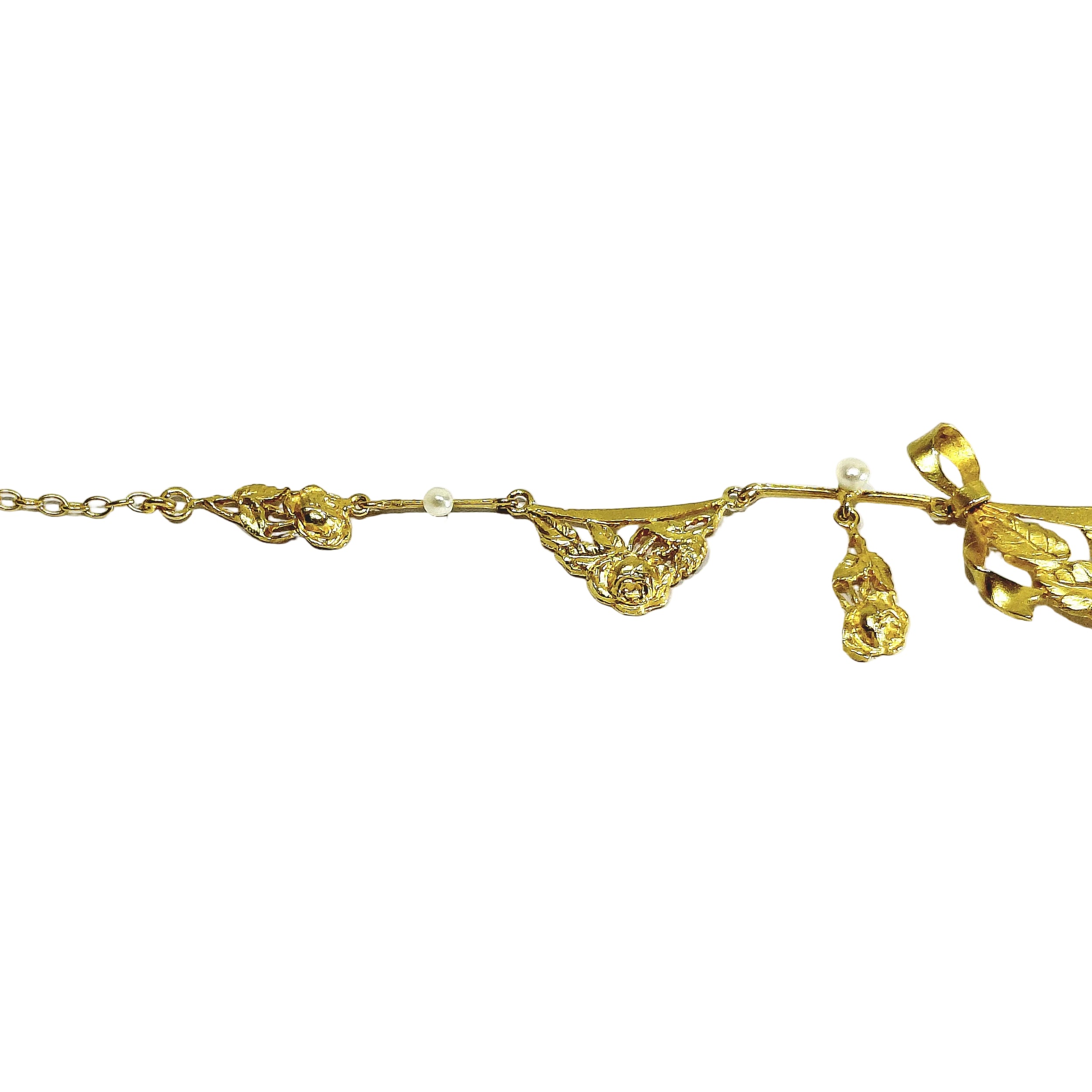 Collier Draperie en or champagne et perles