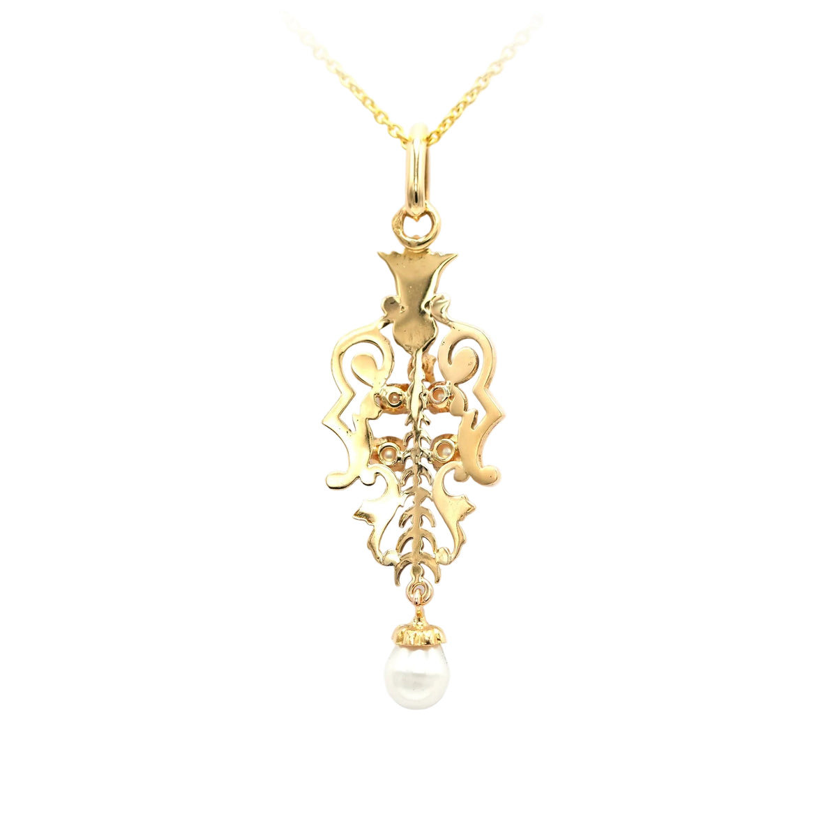 Pendentif en or jaune et perles