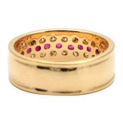 Bague Bandeau en or jaune, rubis et diamants