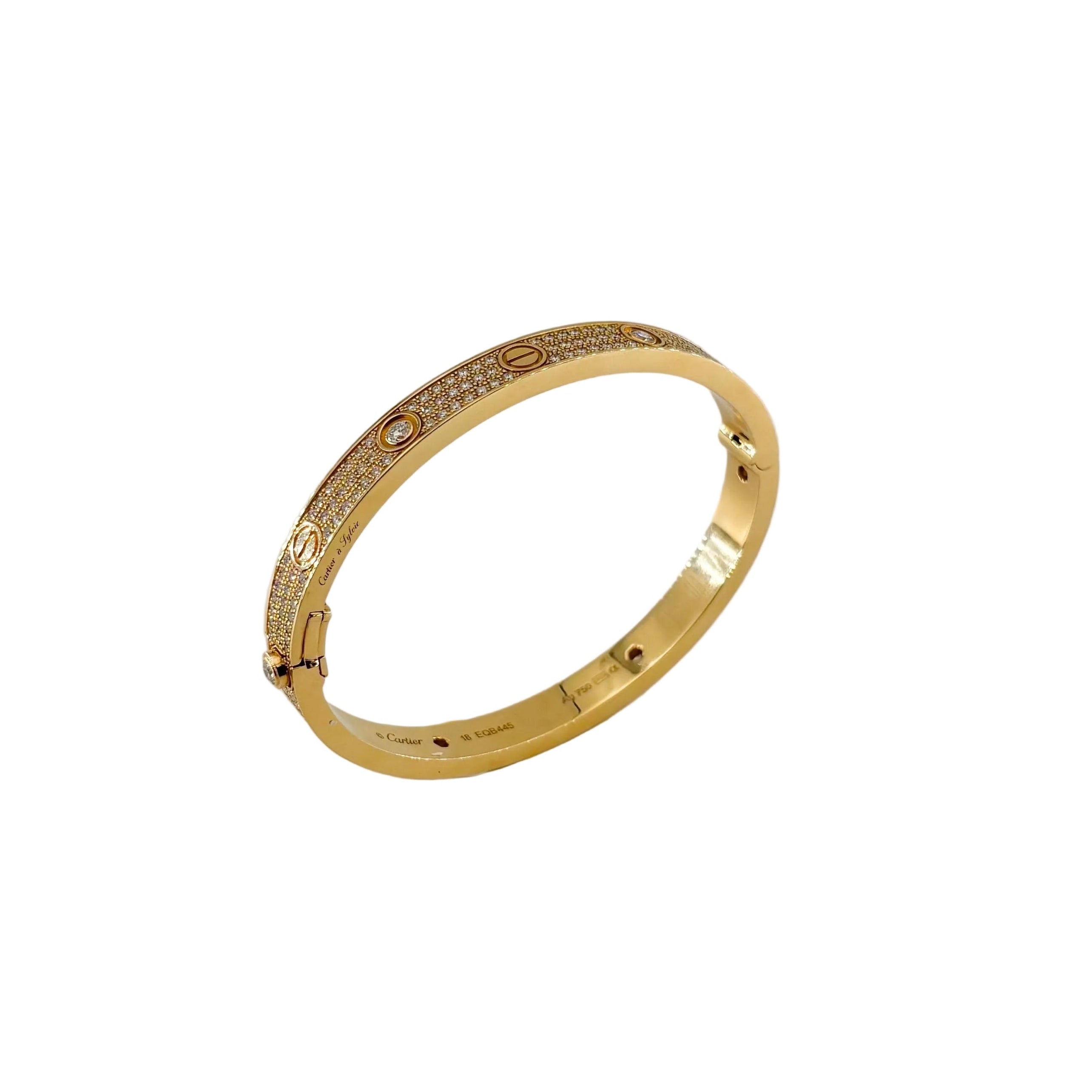 Bracelet CARTIER "Love" pavé en or rose et diamants