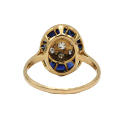 Bague en or jaune, platine, saphirs et diamants