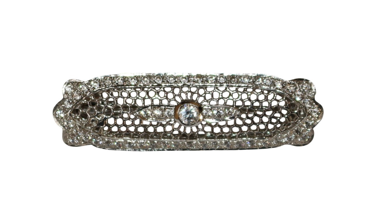 Broche Barrette en or blanc et diamants