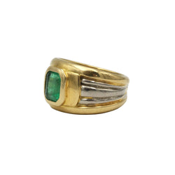 Bague Bandeau en or blanc, or jaune et émeraude