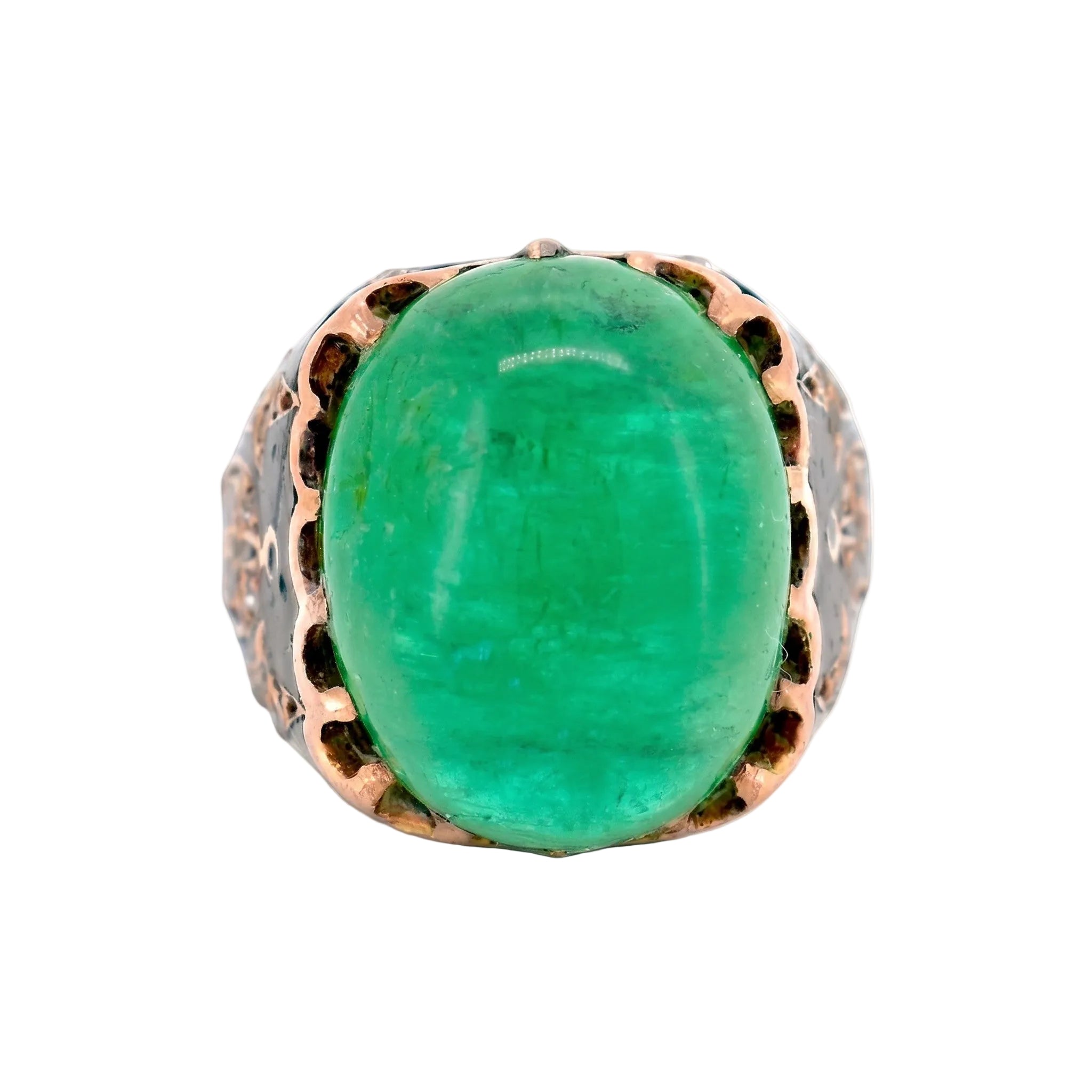 Bague Cocktail en or jaune, émail, émeraude et diamants