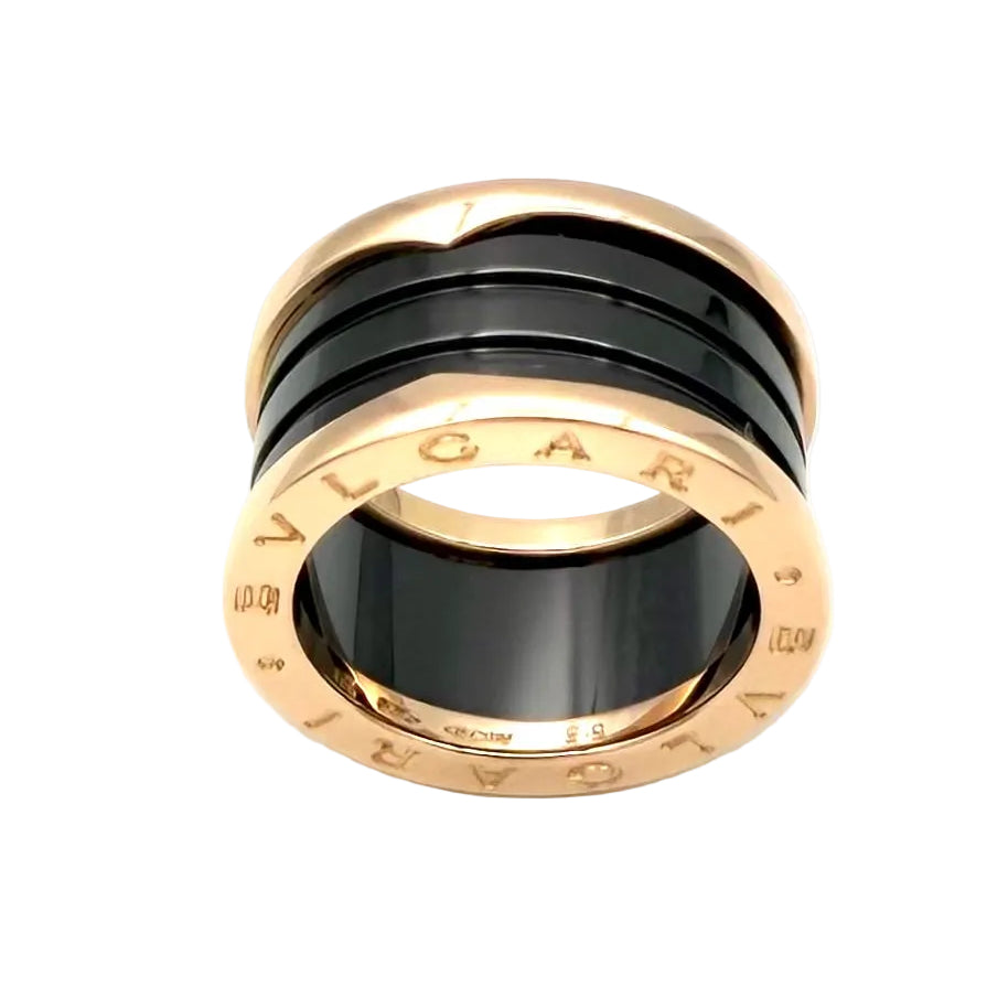 Bague Bandeau BULGARI "B.Zéro1" en or rose et céramique