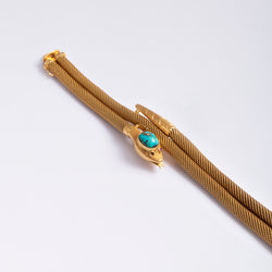 Double tubogas bracelet in yellow gold and turquoise