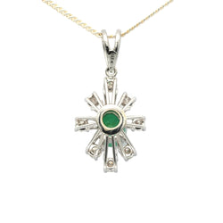 Pendentif en or blanc, émeraude et diamants
