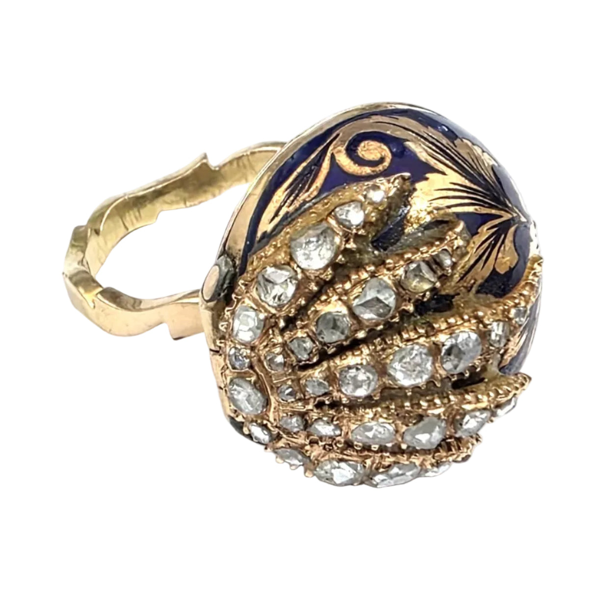 Bague Dôme en or jaune, émeraude et diamants