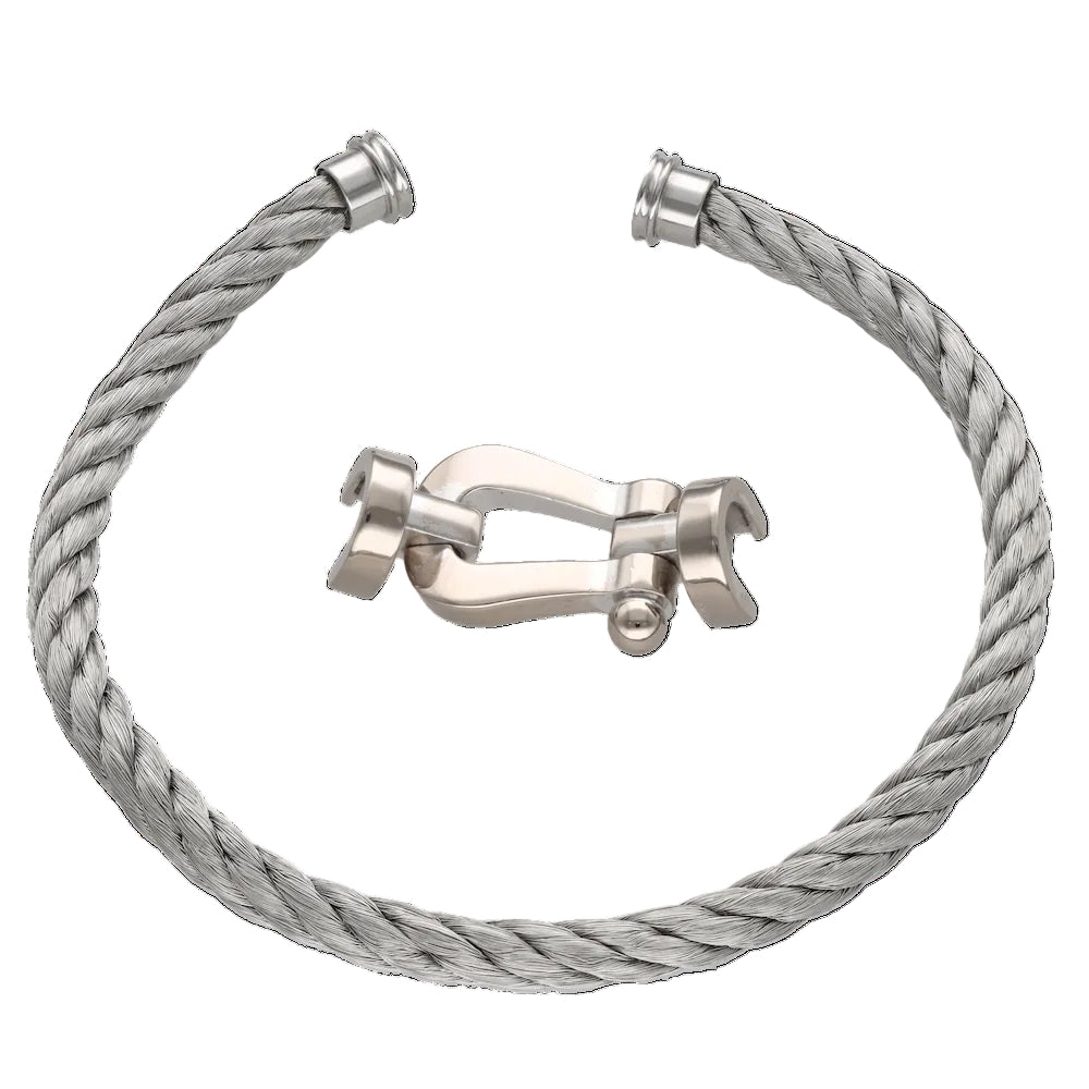 Bracelet FRED "Force 10" GM en or blanc et acier