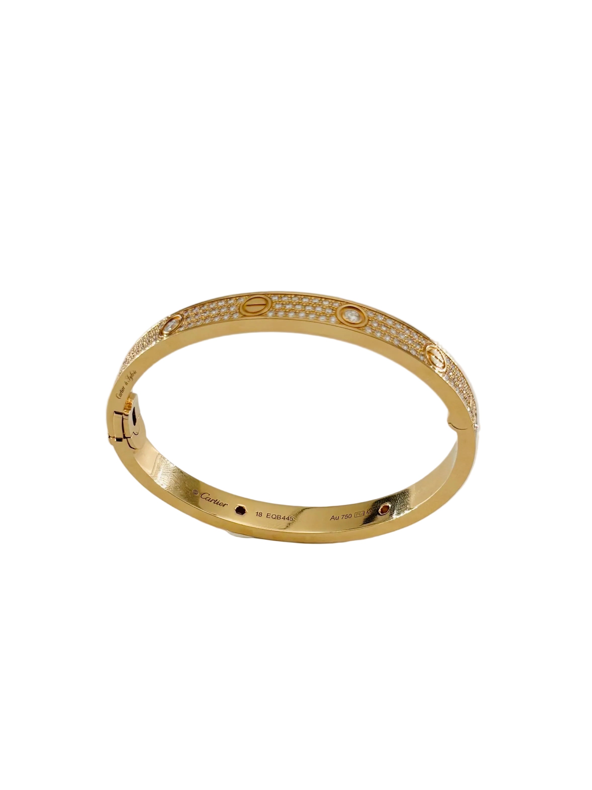 Bracelet CARTIER "Love" pavé en or rose et diamants