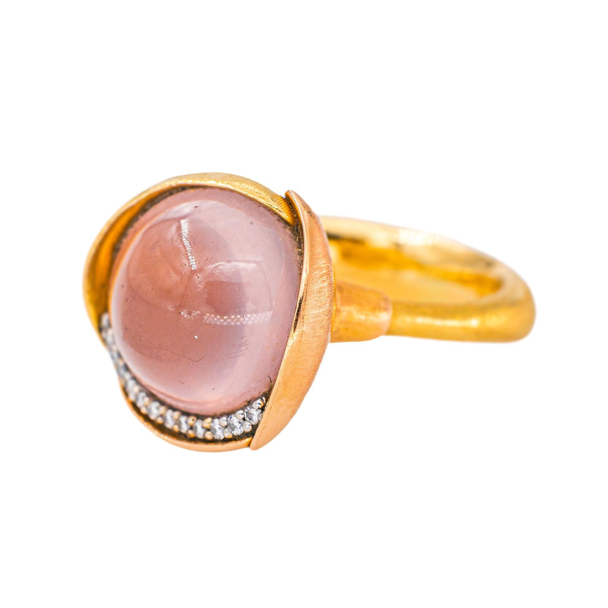 Ole Lynggaard Bague Lotus Or jaune Quartz rose